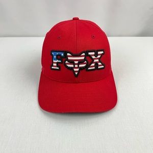 Fox Racing Live Free Red Flexfit Hat Cap Men's L/XL American Flag